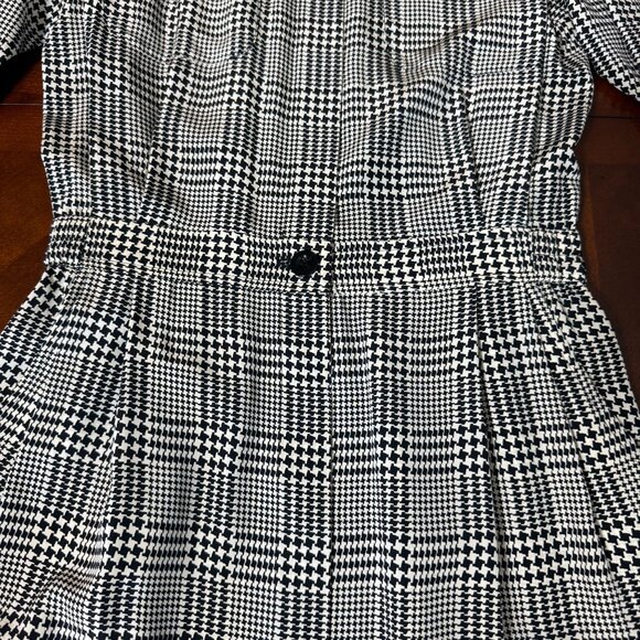 vtg Nipon Boutique‎ Dress Sz 4 Black White Silk Houndstooth Neiman Marcus - Picture 5 of 11
